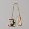 Alloy Bookmark, Square with Flower Resin Charm Bookmark, Golden, 142mm