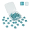 60Pcs Transparent Glass Cabochons, Square, Cadet Blue, 9.8x9.8x4mm