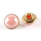 1-Hole Brass Resin Button, Flat Round, Pink, 10x8mm, Hole: 3x2.5mm