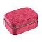 Italian Velvet Double Layers Jewelry Set Storage Zipper Boxes with Mirror Inside, Rectangle Jewelry Organizer Case for Earrings, Rings, Bracelets, Cerise, 16.5x11.5x7cm