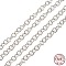 Anti-Tarnish Rhodium Plated 925 Sterling Silver Round Cable Chains, Soldered, Platinum, Link: 3.5x0.5mm