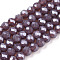 Electroplate Glass Beads Strands, Pearl Luster Plated, Faceted, Rondelle, Old Rose, 4x3mm, Hole: 0.4mm, about 113~115pcs/strand, 41~42cm