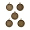 Flat Round Alloy Pendant Cabochon Settings, Plain Edge Bezel Cups, Cadmium Free & Nickel Free & Lead Free, Antique Bronze, Tray: 20mm, 26x23x2mm, Hole: 2mm, about 525pcs/kg