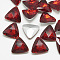 Pointed Back Glass Rhinestone Cabochons, Back Plated, Faceted, Triangle, Light Siam, 13x14x4.5mm