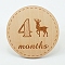 Basswood Milestone Cards, with Word, Flat Round with 4 Months, BurlyWood, 100x3mm, 12pcs/set