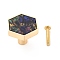 Hexagon with Marble Pattern Brass Box Handles & Knobs, with Resin Cabochons and Iron Screws, Matte Gold Color, Colorful, 29.5x34x24.5mm, Hole: 3.5mm