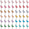 PandaHall Elite 48Pcs 12 Colors Alloy Enamel Connector Charms, Platinum, Flamingo Shaped, Mixed Color, 30.5x17.5x2mm, Hole: 1.6mm, 4pcs/color