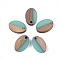 Resin & Walnut Wood Pendants, Oval, Medium Turquoise, 15.5x10.5x3~3.5mm, Hole: 1.8mm