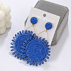 Flower Alloy & Raffia Dangle Stud Earrings FS-WGE45CE-02-2