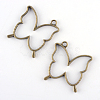 Rack Plating Alloy Butterfly Open Back Bezel Pendants PALLOY-S047-34F-FF-1