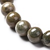 Natural Silver Leaf Jasper Round Beads Stretch Bracelet for Men Women BJEW-JB06824-02-5