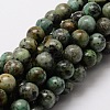 Natural African Turquoise(Jasper) Round Beads Strands X-G-E329-8mm-41-1