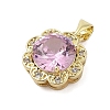 Flower Rack Plating Brass with Cubic Zirconia Pendants KK-Z074-43G-2