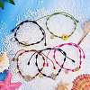 Natural Shell & Flower & Pinapple & Shell & Bee Link Bracelets Set BJEW-SW00029-2