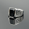 304 Stainless Steel & Obsidian Finger Rings for Men FS-WG9DF95-04-1
