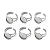 Non-Tarnish 304 Stainless Steel Cuff Ring Settings STAS-E202-02C-P-1