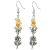 Natural Mixed Stone Chip Dangle Earrings Set for Women EJEW-JE06248-4