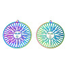 Ion Plating(IP) 201 Stainless Steel Filigree Big Pendants X-STAS-S118-079-1