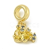 Rack Plating Brass Pave Yellow Cubic Zirconia Tortoise European Dangle Charms KK-Z067-60G-1