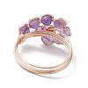3Pcs 3 Style Natural Mixed Gemstone Braided Beaded Finger Rings Set RJEW-TA00106-5