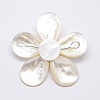 Natural White Shell Mother of Pearl Shell Flower Big Pendants SSHEL-J032MS-07-2