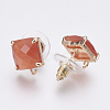 Faceted Glass Stud Earring Findings GLAA-F084-C-3