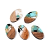Transparent Resin and Walnut Wood Pendants RESI-T057-03J-1