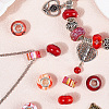 90Pcs 15 Styles Red Series Transparent Resin European Beads RPDL-SP0001-06-6