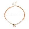 Natural Golden Silk Jade & Natural Quartz & Pearl Beaded Necklaces NJEW-L119-06G-2
