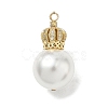 Brass Micro Pave Clear Cubic Zirconia and Creamy White Imitation Pearl Pendants KK-A300-13B-G-1