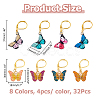 32Pcs 8 Colors Butterfly Alloy Enamel Pendant Locking Stitch Markers HJEW-HS00079-2