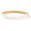 Brass & Plastic Imitation Pearl Round Beads Stretch Bracelets for Women TJ3268-2-1