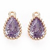 Brass Inlaid Cubic Zirconia Charms KK-S356-771G-1