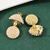 Brass ABS Plastic Pearl Mushroom Dangle Stud Earrings EJEW-L275-03G-2
