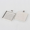Tibetan Style Alloy Square Pendant Cabochon Settings X-TIBEP-N003-05AS-2