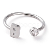 Brass Micro Pave Clear Cubic Zirconia Cuff Rings RJEW-J074-01P-B-1