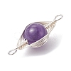 7Pcs 7 Styles Natural & Synthetic Mixed Gemstone Copper Wire Wrapped Connector Charms PALLOY-JF02517-02-4