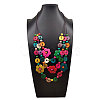 Bohemian Style Coconut Cotton Cord Flower Disc Beaded 3 Layer Necklaces for Women FS-WGE6C1B-01-1