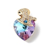 Real 18K Gold Plated Rack Plating Brass Micro Pave Clear Cubic Zirconia Pendants KK-C015-09G-07-1