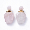Faceted Natural Rose Quartz Openable Perfume Bottle Pendants G-E564-09B-G-2