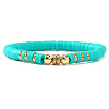 Polymer Clay Heishi Beaded Stretch Bracelets with Brass Beads for Daily Wear and Casual Style JO6865-5-1