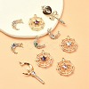 10Pcs 10 Styles Zinc Alloy with Glass Rhinestone Pendants FIND-YW0004-27-1