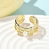 Brass Micro Pave Cubic Zirconia ABS Imitation Pearl Cuff Rings RJEW-D307-02G-B-5