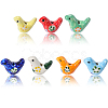 14Pcs 7 Colors Handmade Printed Porcelain Beads PORC-SC0001-46-7