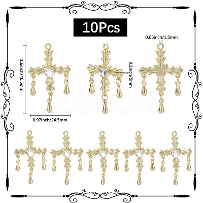 10Pcs Alloy Pendants with Rhinestone PALLOY-SC0016-44-1