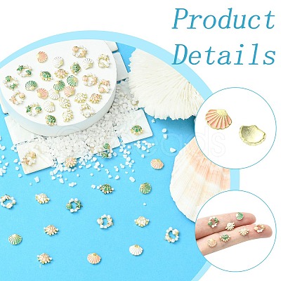 45Pcs 9 Styles Alloy Enamel Shell Shape Cabochons MRMJ-CJ0001-39-1