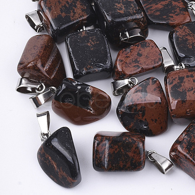 Natural Mahogany Obsidian Pendants G-Q996-02-1