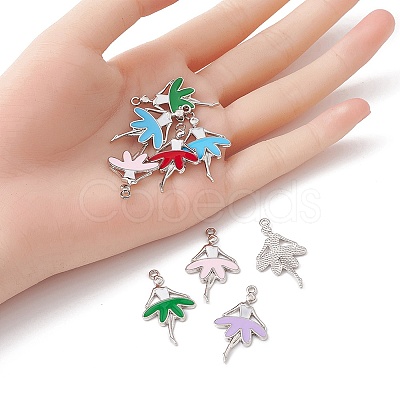 10Pcs 5 Colors Alloy Enamel Pendants ENAM-YW0002-90-1
