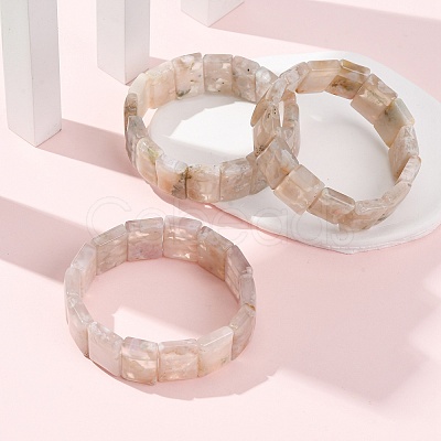 Natural Cherry Blossom Agate Beads Stretch Bracelets for Women BJEW-A168-01-1