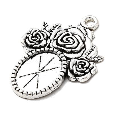Tibetan Style Alloy Pendant Cabochon Settings X-TIBEP-5199-AS-LF-1